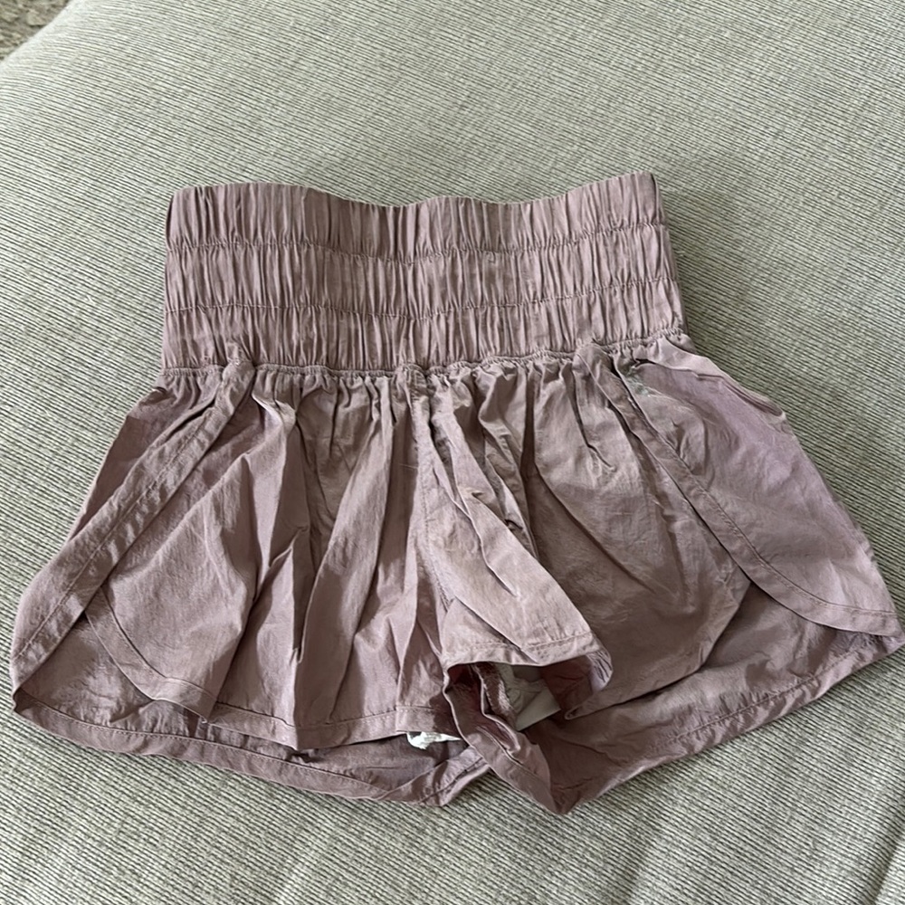 Free People High Waist Pink and Purple Shorts with Elastic Waist